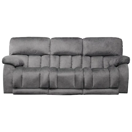 Casual Power Lay Flat Reclining Sofa with Power Headrests and Drop-Down Table